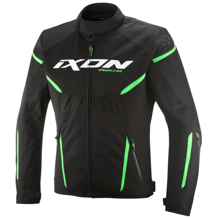 Ixon Striker Air Fabric Motorcycle Jacket Black & Bright Green Edition