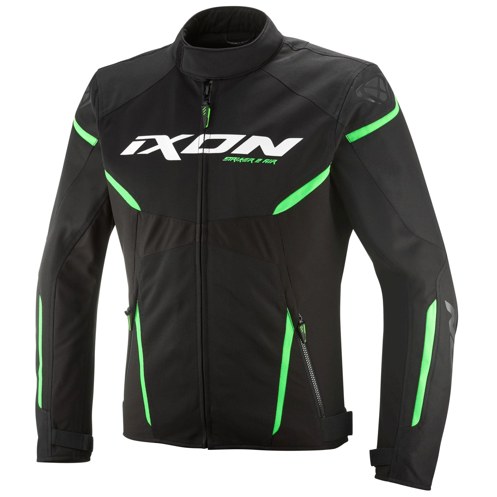 Ixon Striker Air Fabric Motorcycle Jacket Black & Bright Green Edition