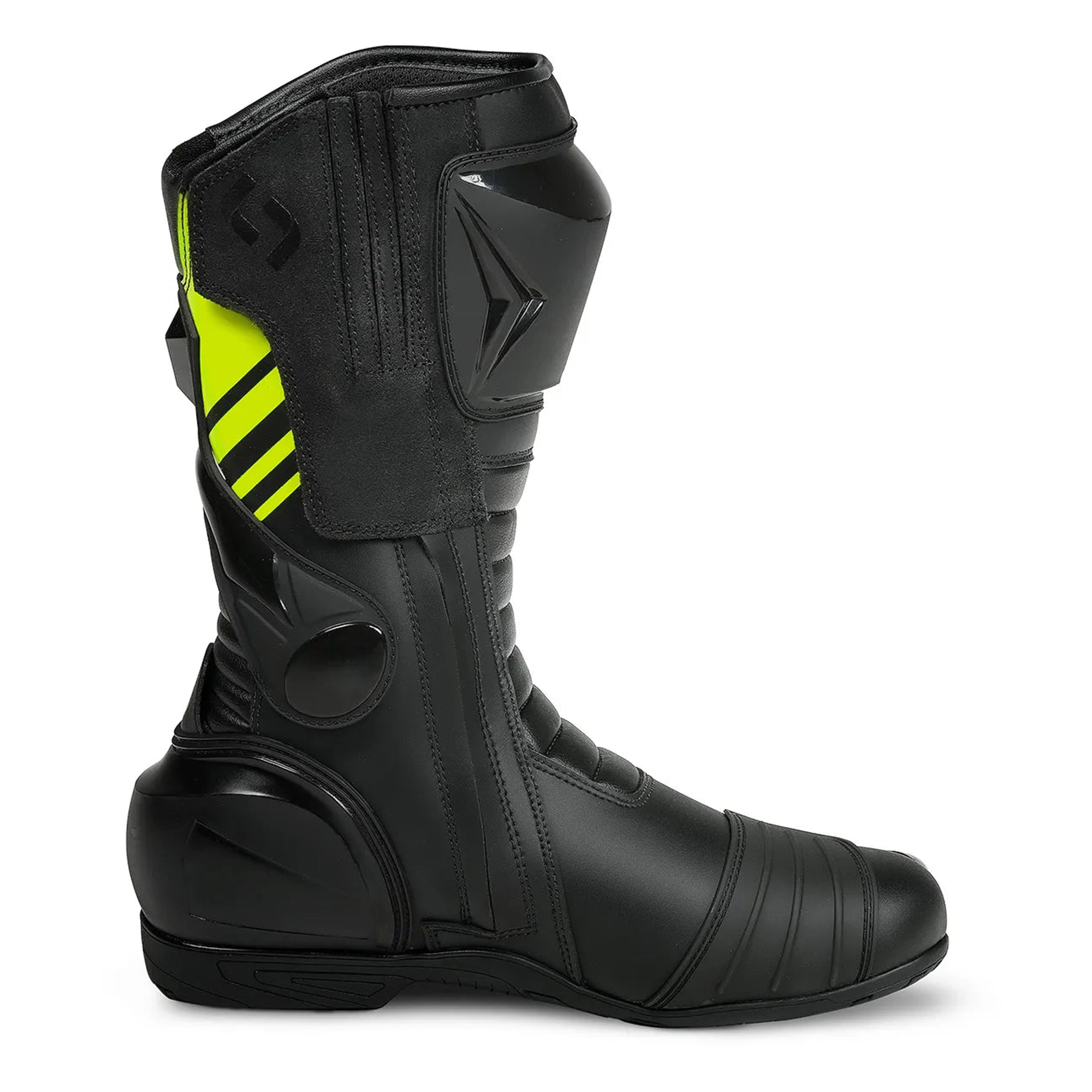 Men's Leather Motorcycle Racing Boots - Black & Neon Yellow Protective Sport Bike Riding Shoes - Image 3