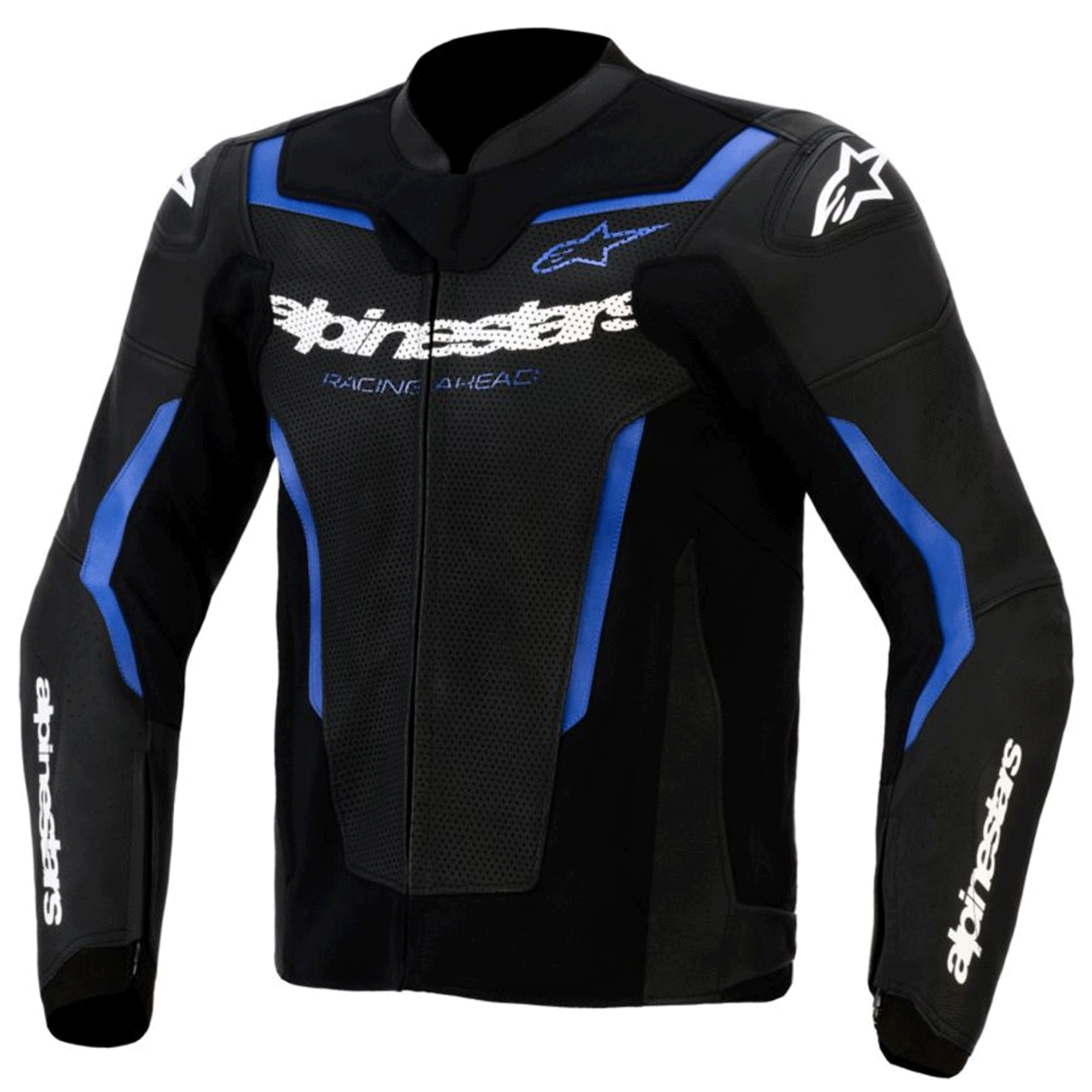 Alpinestars GP Force Racing Ahead Edition Black, White & Blue Leather Motorcycle Jacket