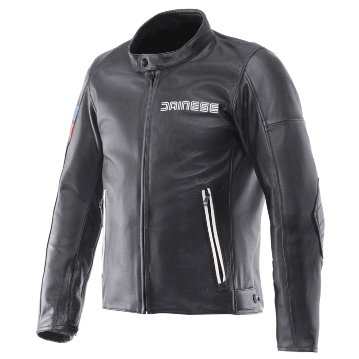 Dainese HF 3 Leather Motorcycle Jacket Retro Black & White Edition