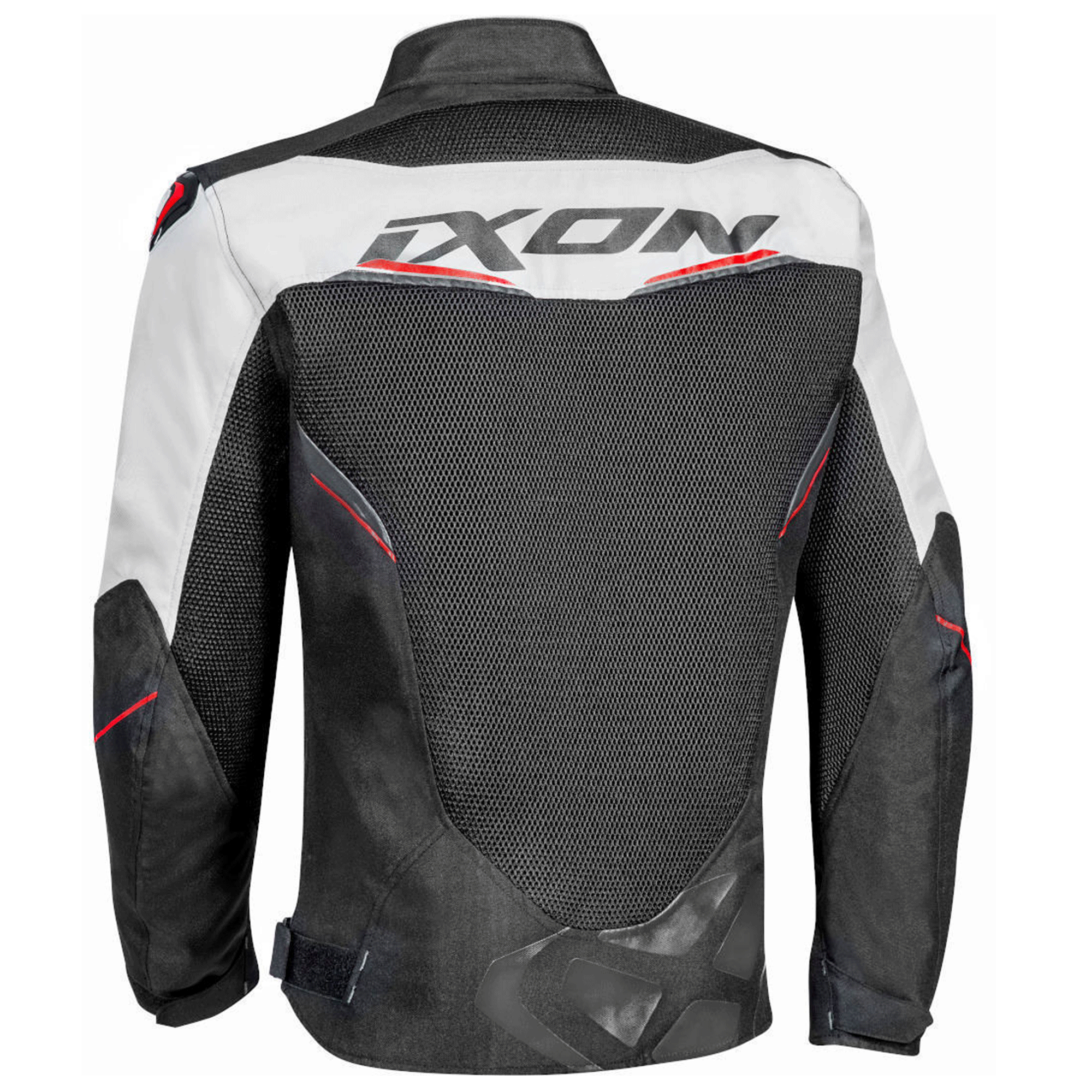Ixon Gyro Fabric Motorcycle Mesh Jacket Black, White & Red Edition - Image 2