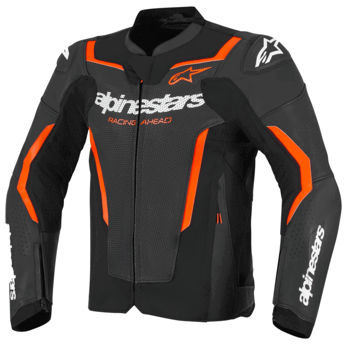 Alpinestars GP Force Racing Ahead Edition Black, White & Orange Leather Motorcycle Jacket