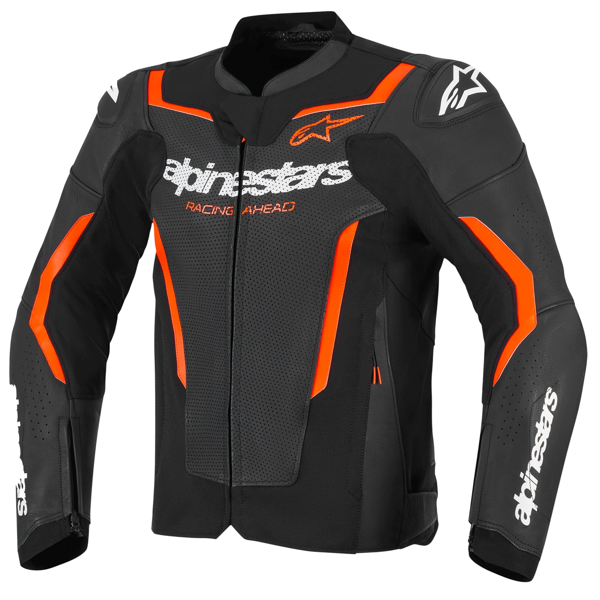 Alpinestars GP Force Racing Ahead Edition Black, White & Orange Leather Motorcycle Jacket