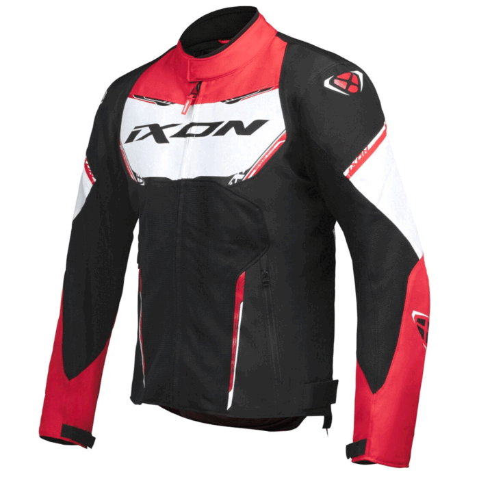 Ixon Striker Air Fabric Motorcycle Jacket Black, White & Red Edition