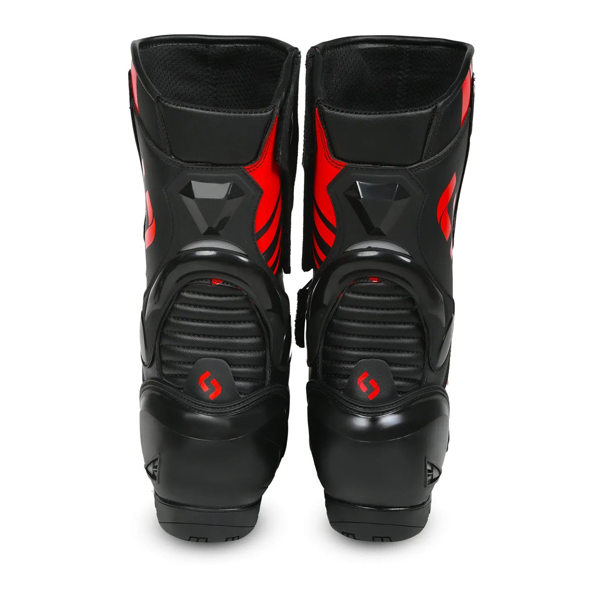 Men's Leather Motorcycle Racing Boots - Black & Red Protective Sport Bike Riding Shoes - Image 4
