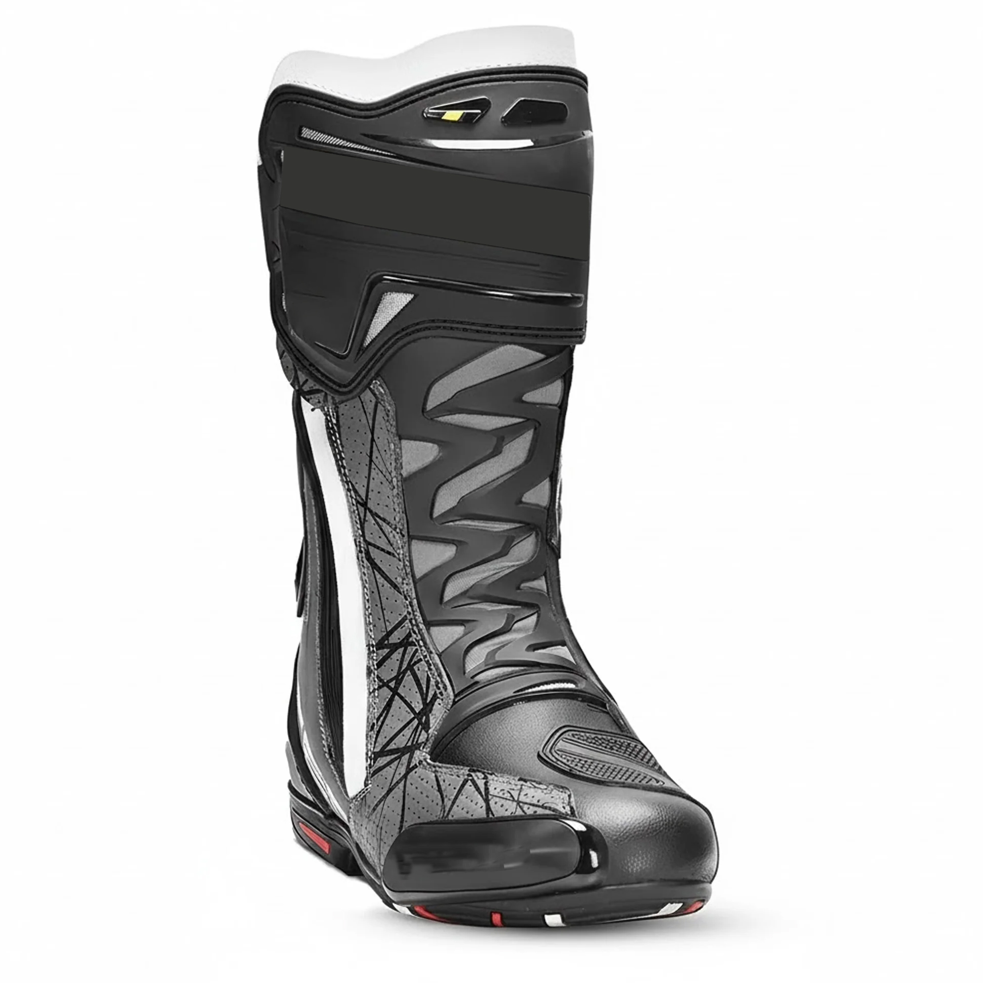 Men's Leather Motorcycle Racing Boots - Black, Grey & White Protective Sport Bike Riding Shoes - Image 4