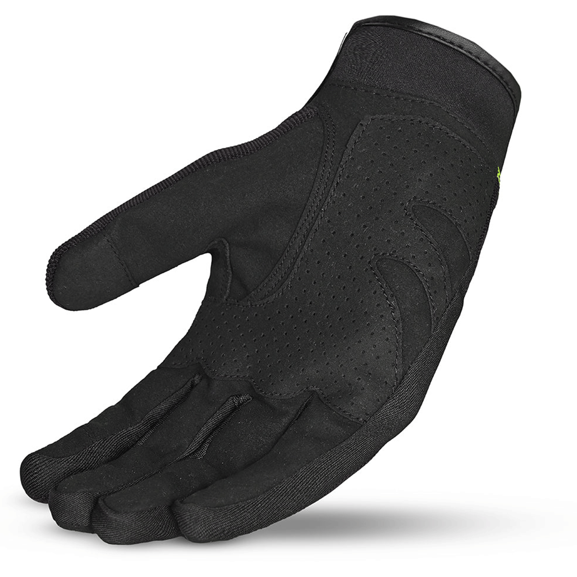 Tactical Vented Hard Knuckle Motorcycle Gloves – Stealth Black & High-Vis Neon Green - Image 4