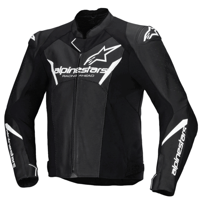 Alpinestars GP Force Racing Ahead Edition Black & White Leather Motorcycle Jacket