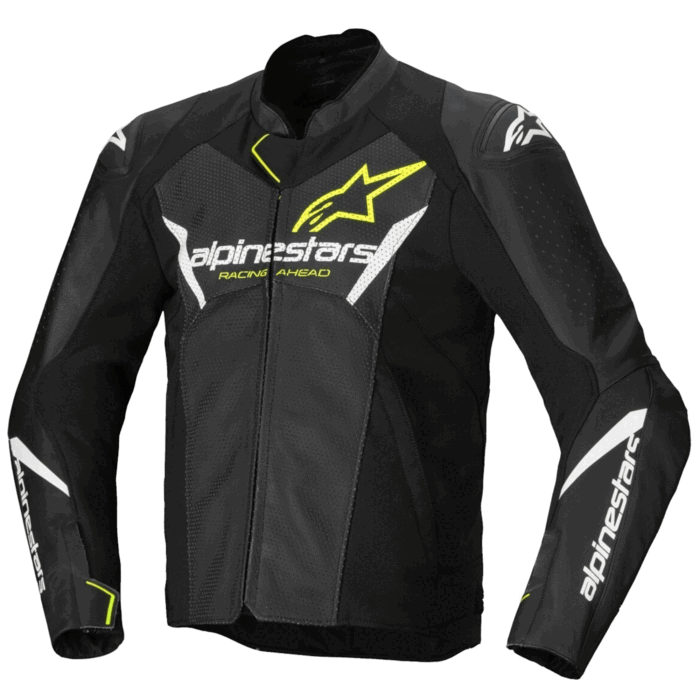 Alpinestars GP Force Racing Ahead Edition Black, White & Yellow Leather Motorcycle Jacket
