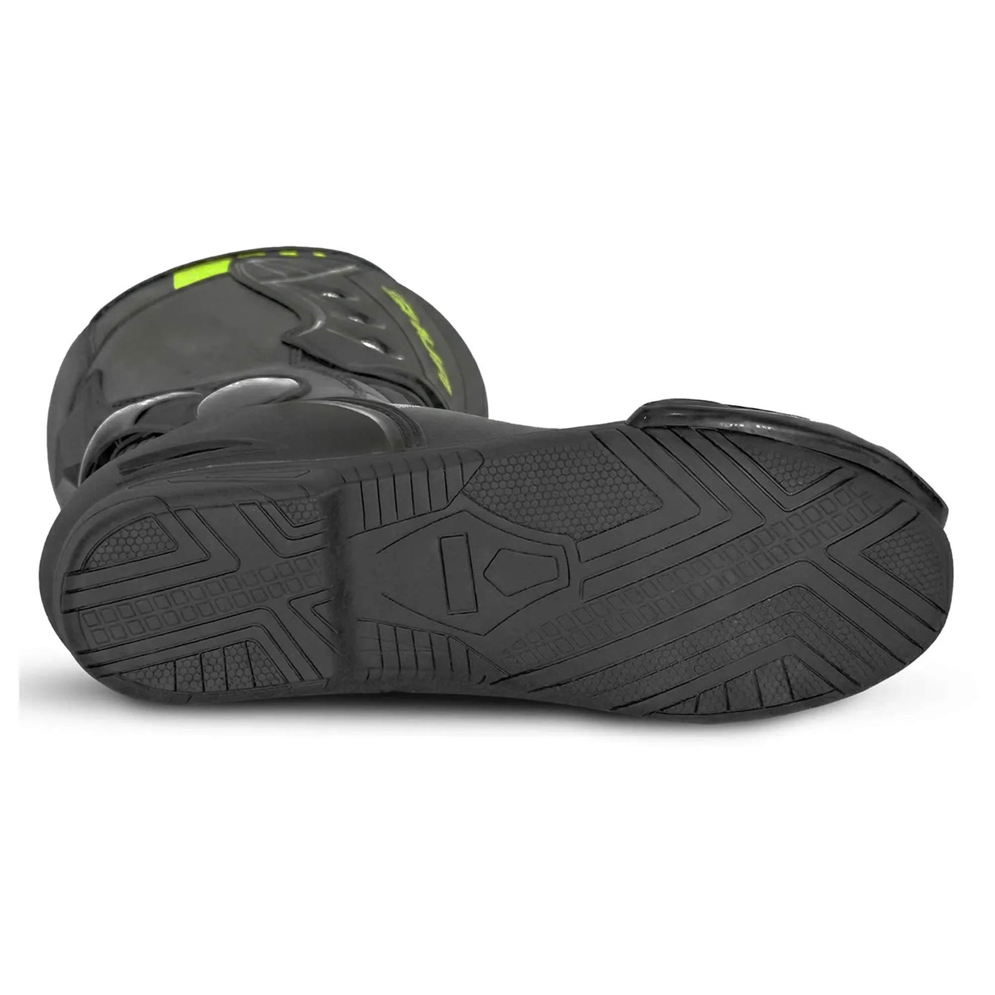 Men's Leather Motorcycle Racing Boots - Black & Neon Yellow Protective Sport Bike Riding Shoes - Image 5