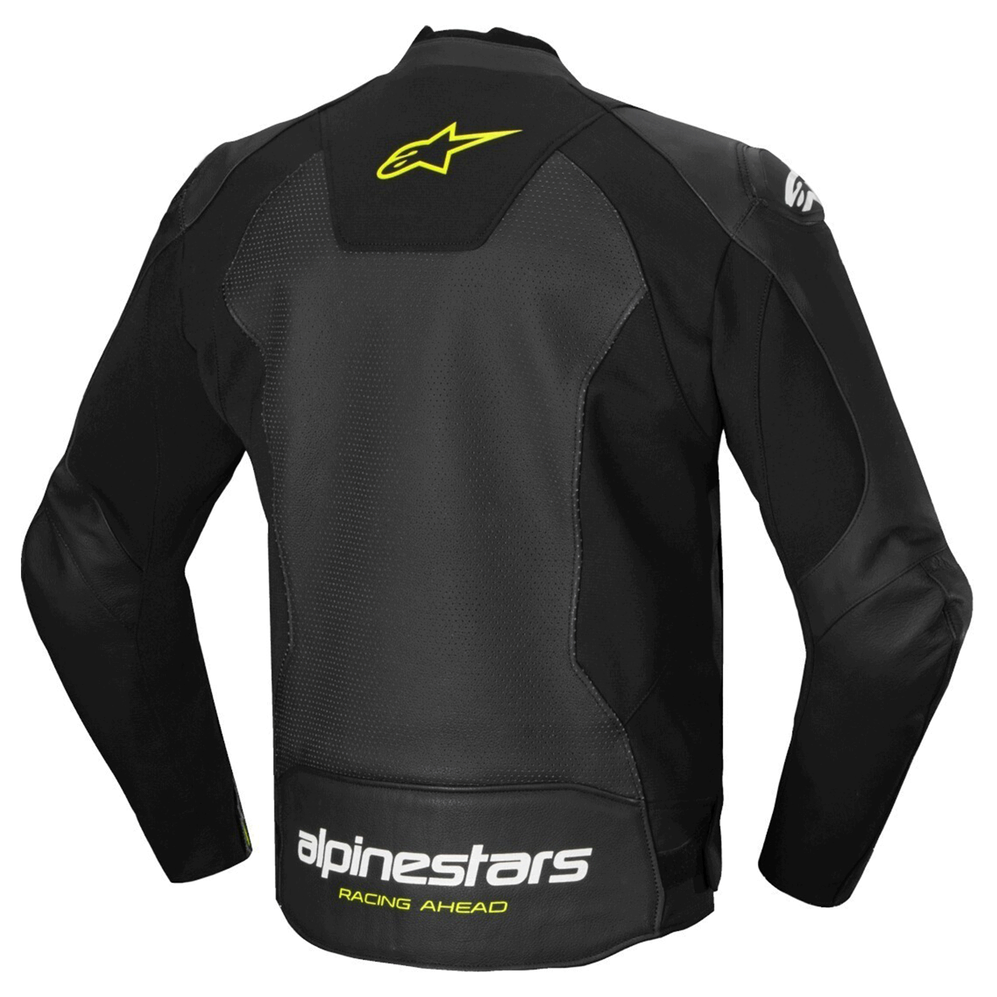 Alpinestars GP Force Racing Ahead Edition Black, White & Yellow Leather Motorcycle Jacket - Image 2