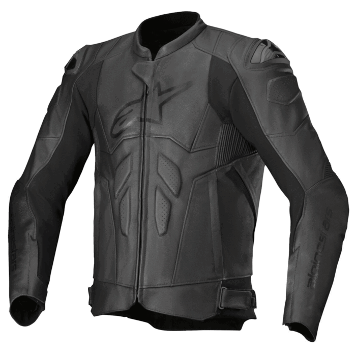 Alpinestars Jaws v3 Leather Motorcycle Jacket Blackout Stealth Edition