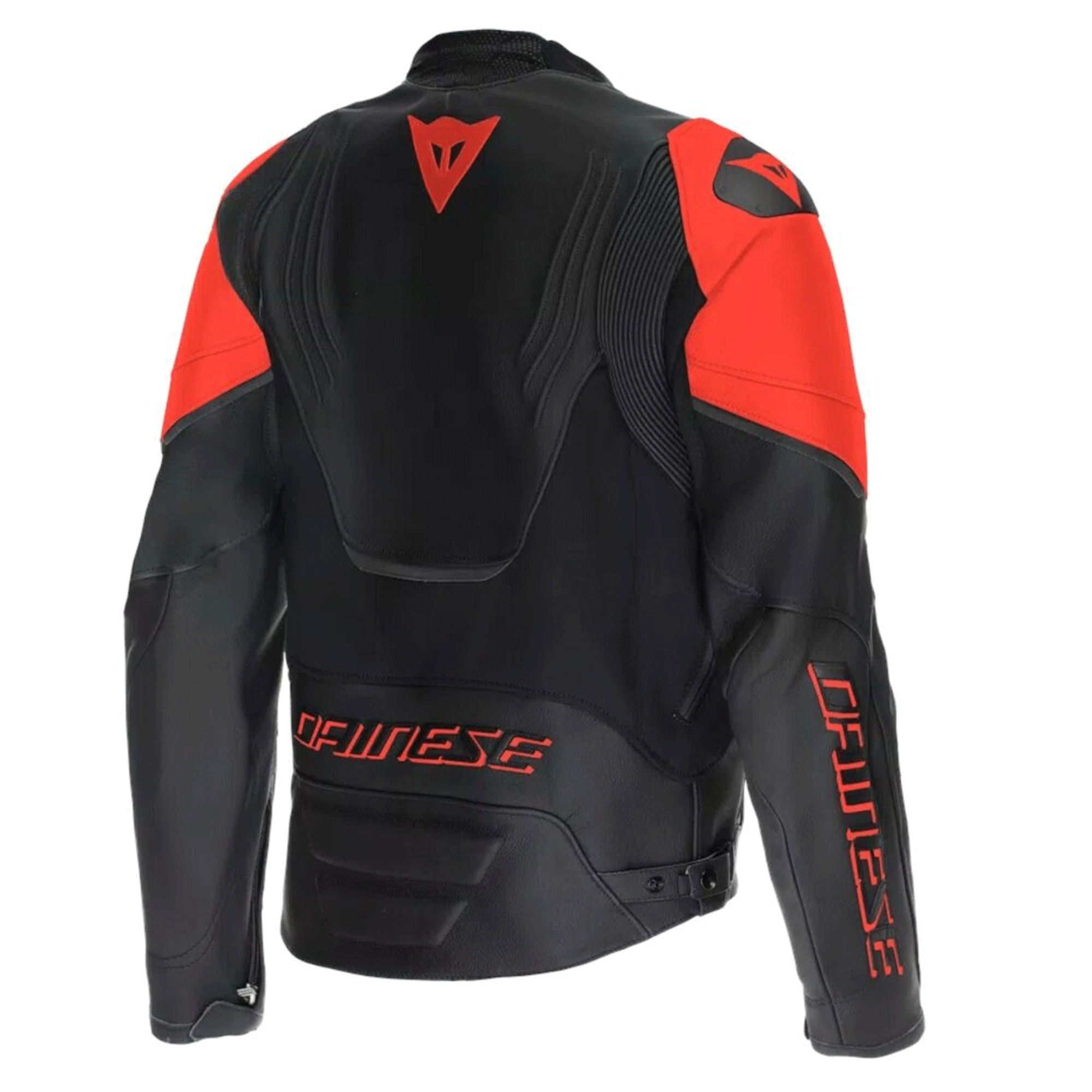 Dainese Racing 4 Leather Motorcycle Jacket Black & Fluorescent Red Edition - Image 2