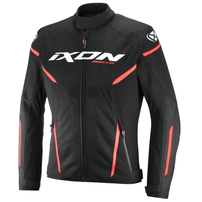 Ixon Striker Air Fabric Motorcycle Jacket Black & Bright Red Edition