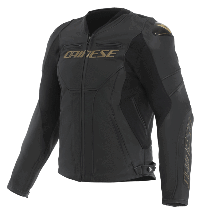Dainese Racing 4 Leather Motorcycle Jacket Black & Matt Gold Edition