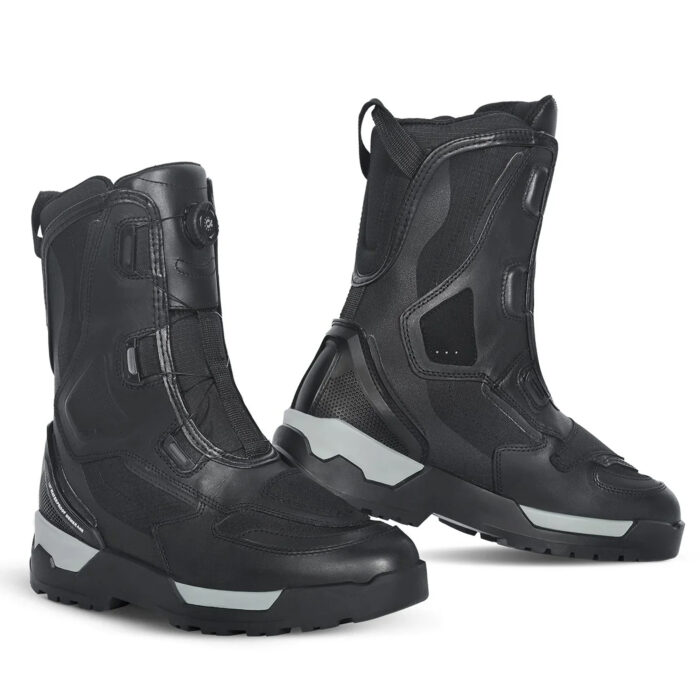 Men's Waterproof Adventure Motorcycle Boots - Stealth Black Dual Sport Touring Shoes with Precision Dial Fit System