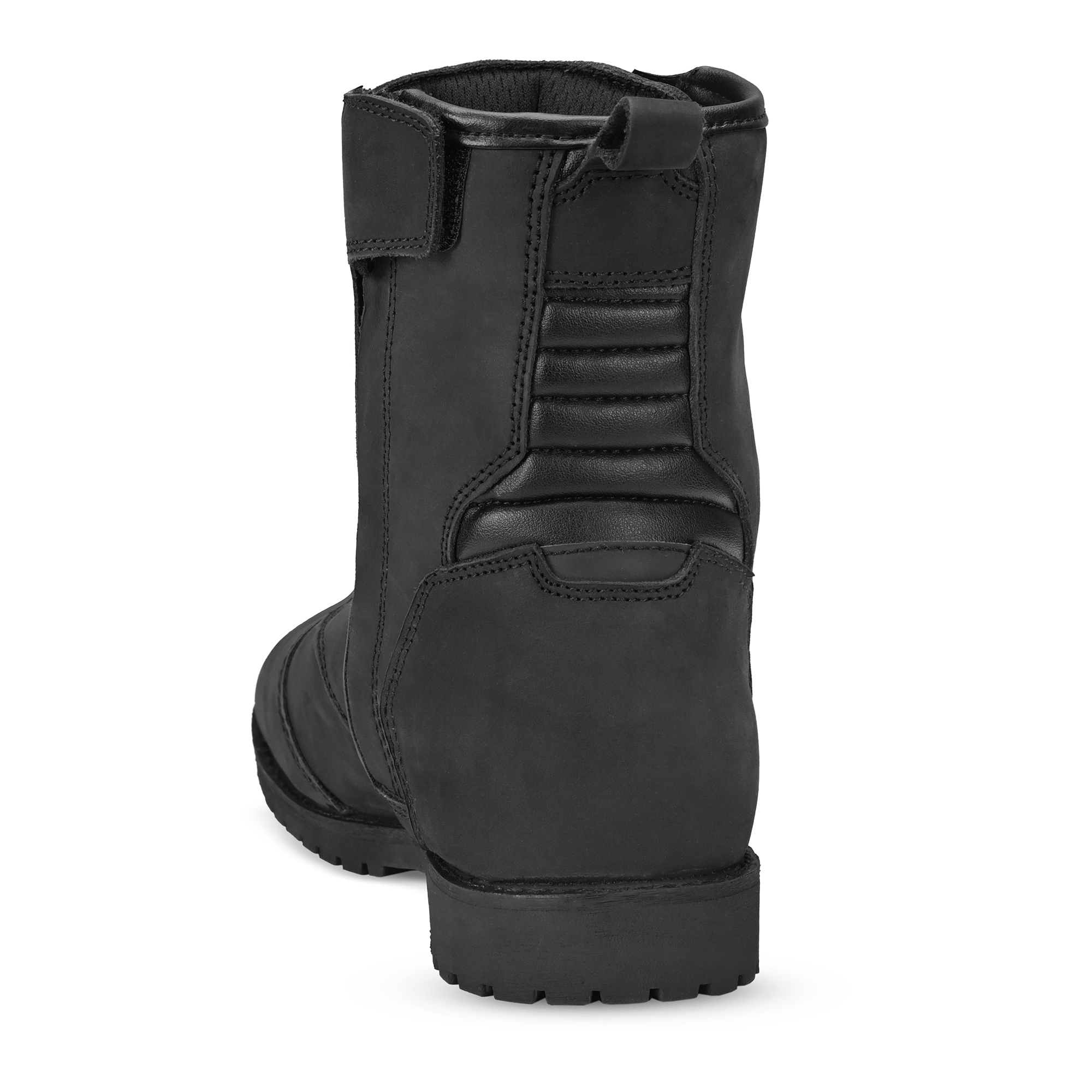 Men's Waterproof Leather Motorcycle Riding Boots - Stealth Black Lace-Up Urban Cruiser Shoes - Image 5