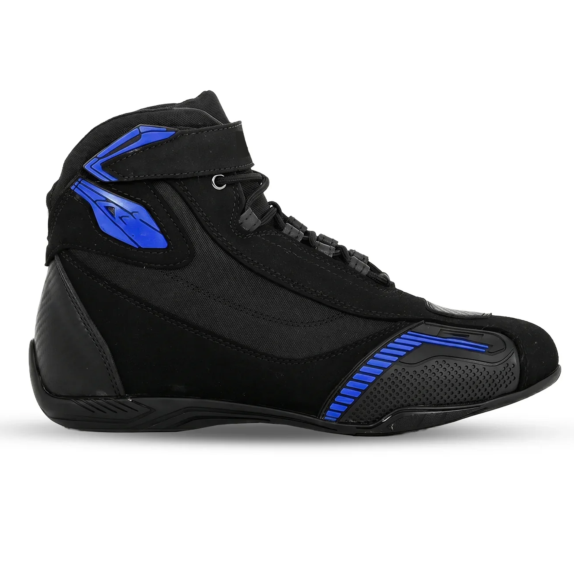 Men's Sport Street Motorcycle Riding Shoes - Black & Red Short Racing Boots with Ankle Guard & Speed Lacing - Image 2