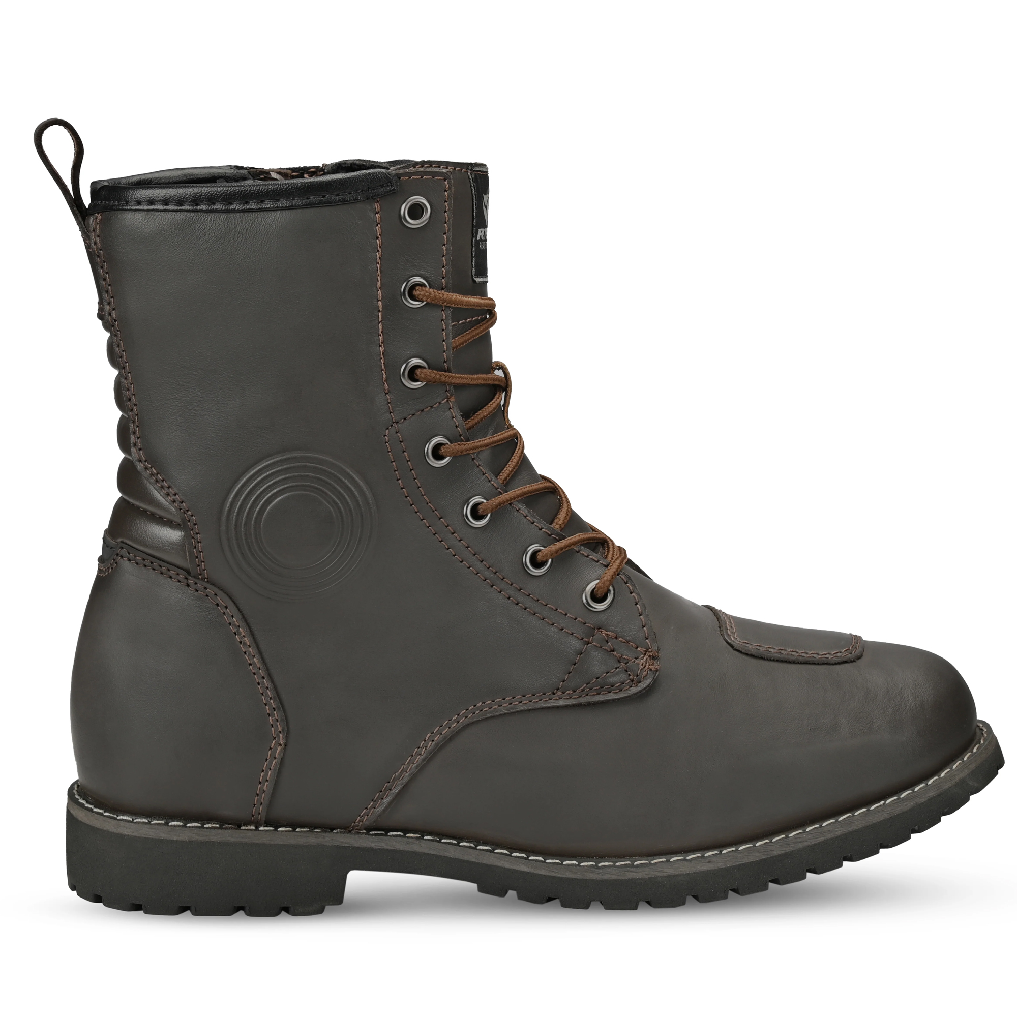 Men's Leather Motorcycle Riding Boots - Dark Brown Lace-Up Urban Cruiser Shoes - Image 2