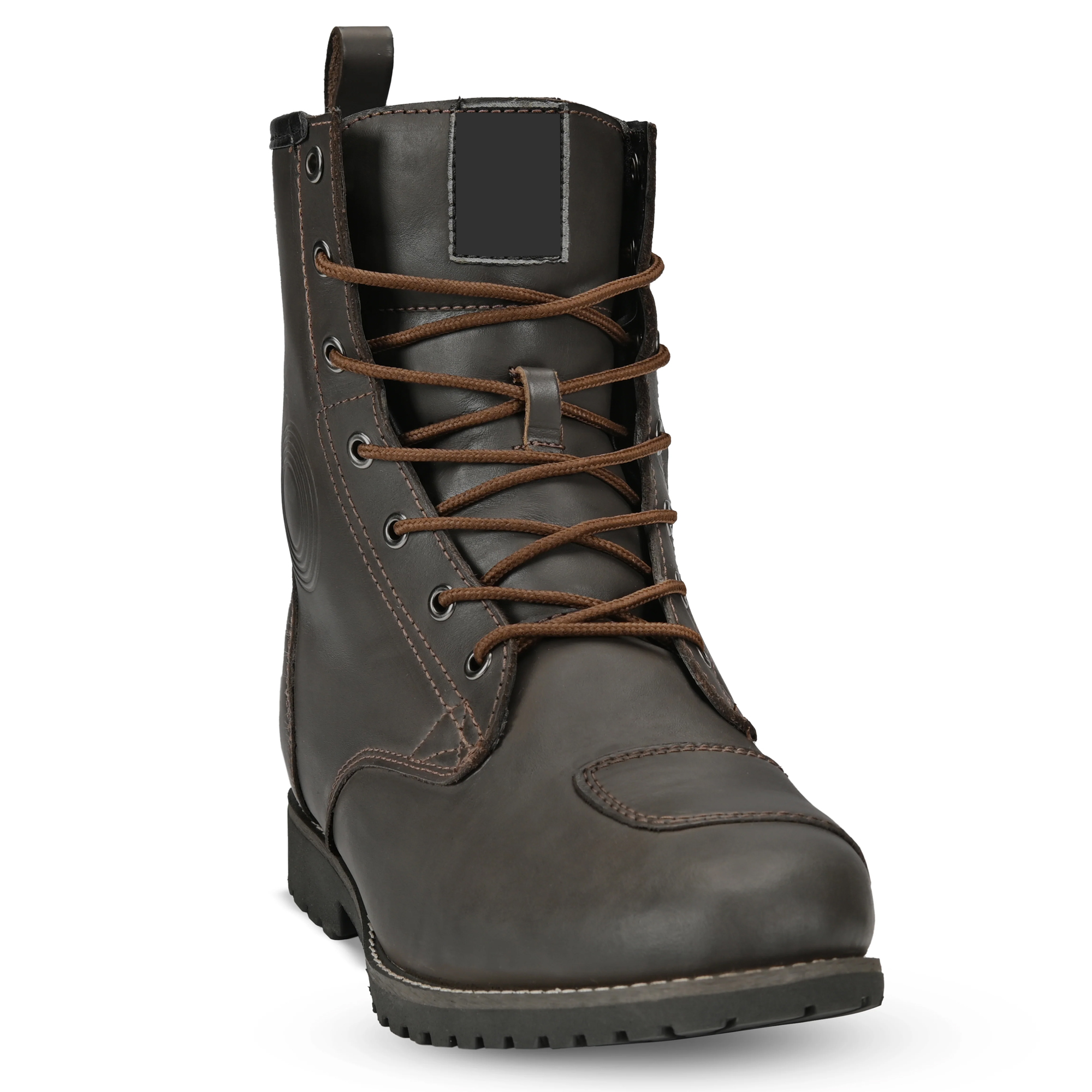 Men's Leather Motorcycle Riding Boots - Dark Brown Lace-Up Urban Cruiser Shoes - Image 4