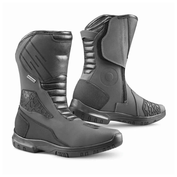 Men's Waterproof Leather Motorcycle Touring Boots - Stealth Black All-Weather Sport Street Riding Shoes