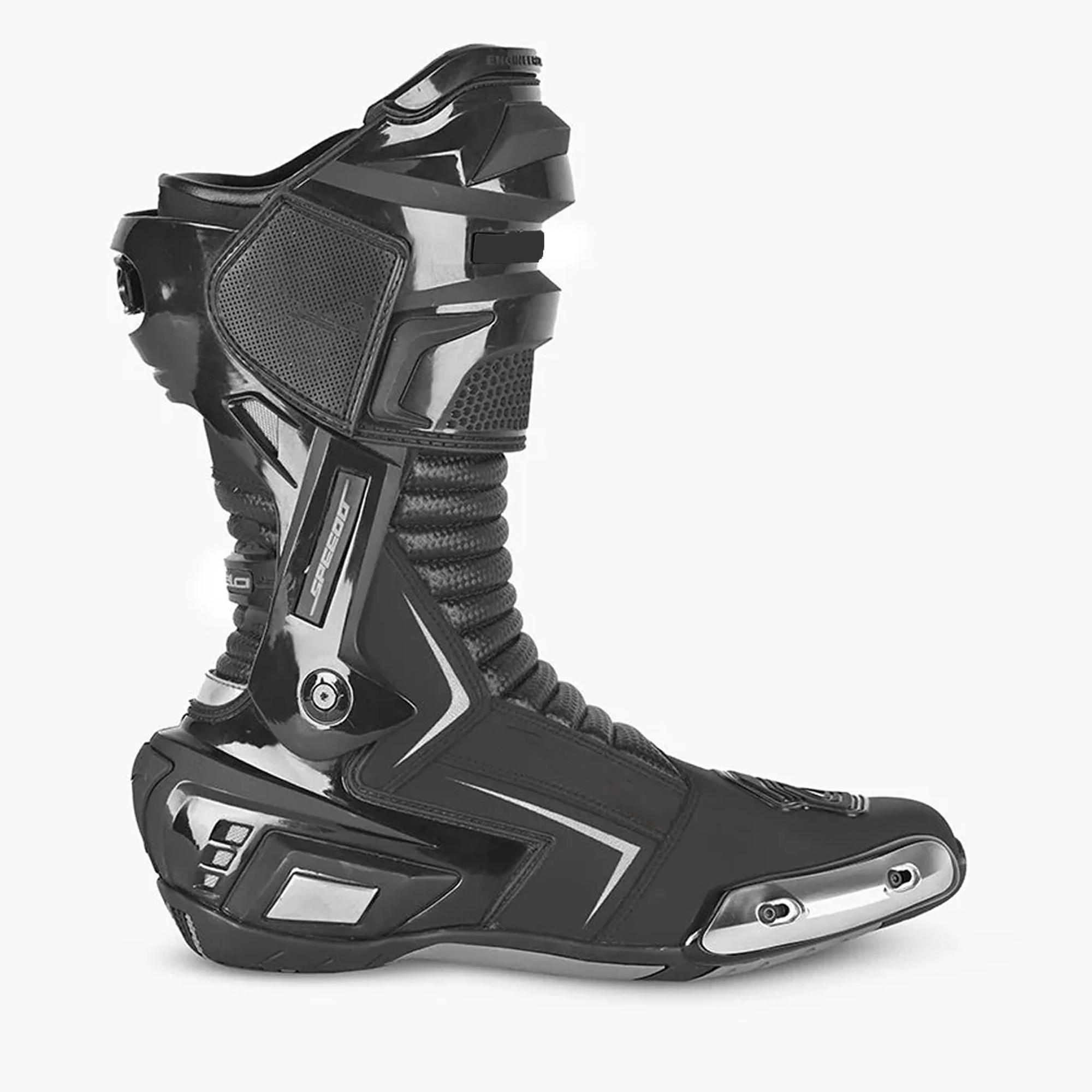 Men's Leather Motorcycle Racing Boots - Stealth Black Protective Sport Bike Riding Shoes - Image 4