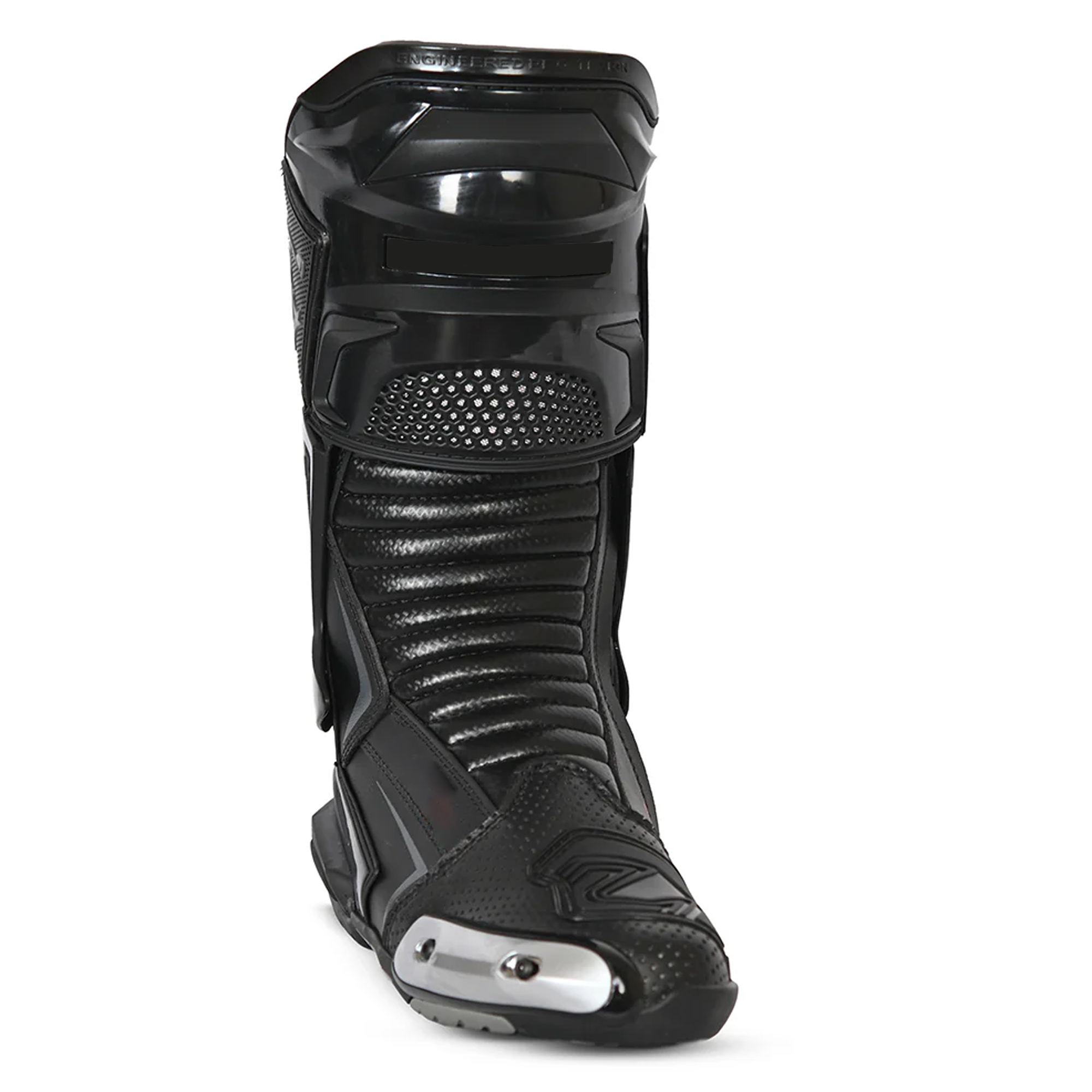 Men's Leather Motorcycle Racing Boots - Stealth Black Protective Sport Bike Riding Shoes - Image 2
