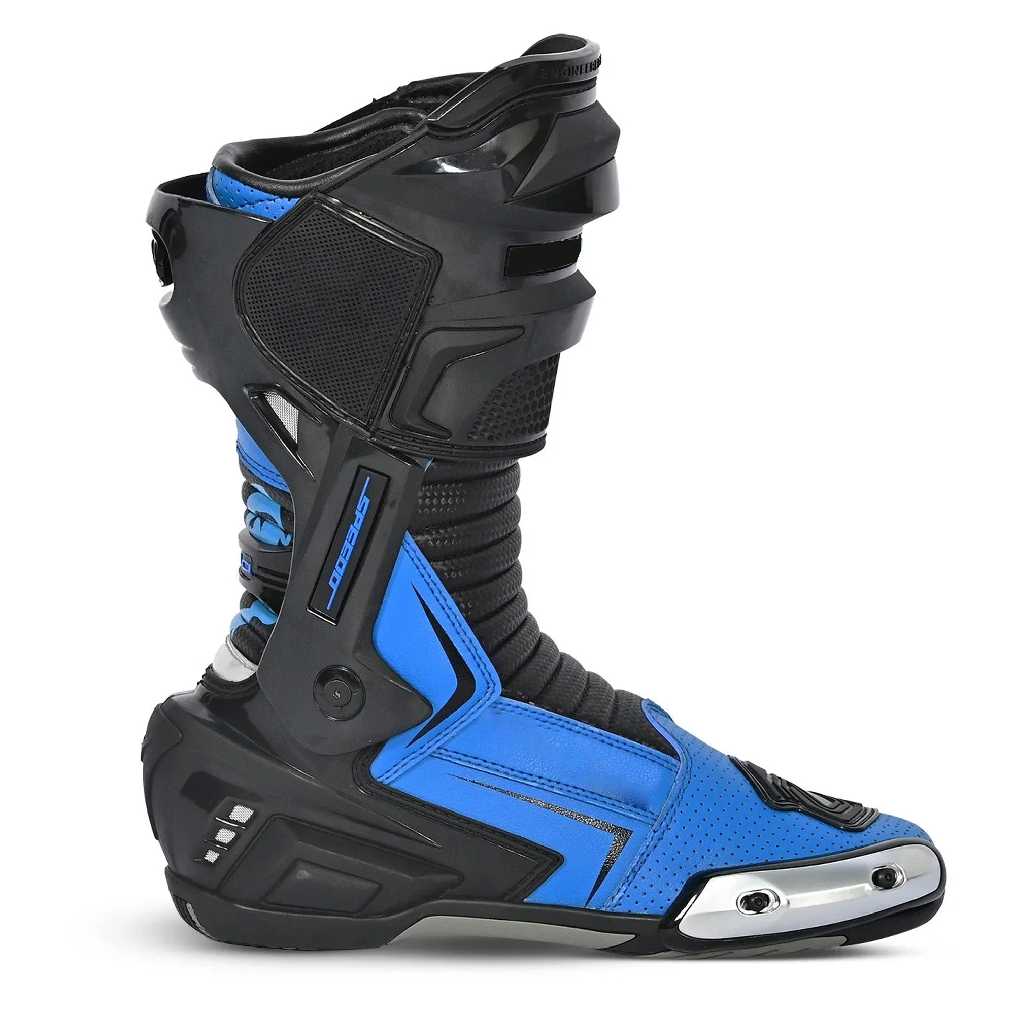 Men's Leather Motorcycle Racing Boots - Black & Blue Protective Sport Bike Riding Shoes - Image 3
