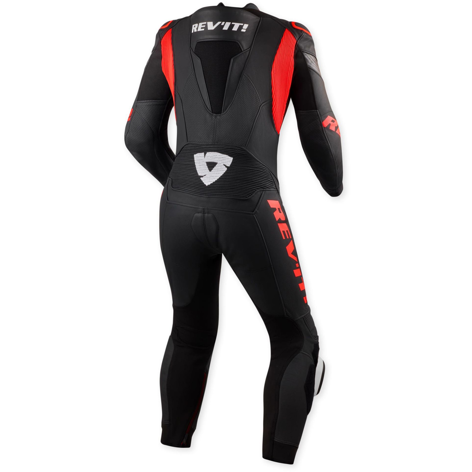 REV'IT! Argon 3 Perforated One-Piece Motorcycle Leather Suit - Matte Black & Racing Red Edition - Image 2