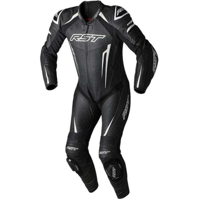 RST Tractech EVO 5 Perforated One-Piece Motorcycle Leather Suit - Stealth Black & White Edition