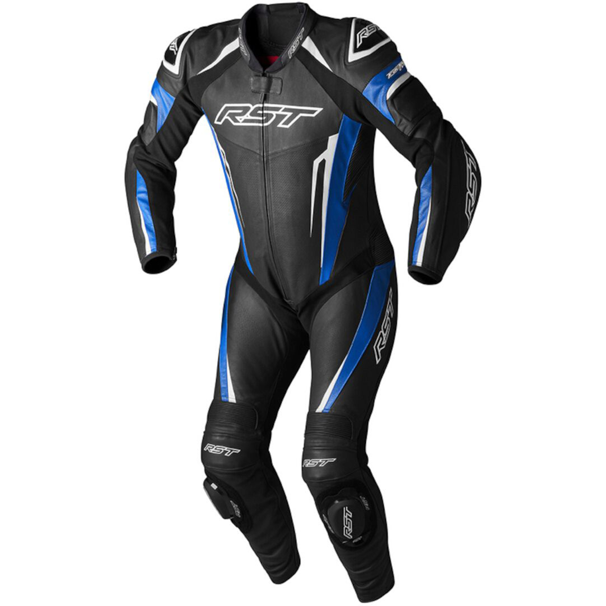 RST Tractech EVO 5 Perforated One-Piece Motorcycle Leather Suit - Black & Blue Edition