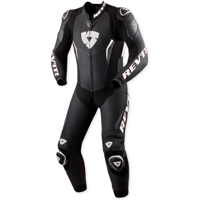 REV'IT! Argon 3 Perforated One-Piece Motorcycle Leather Suit - Matte Black & Stealth White Edition