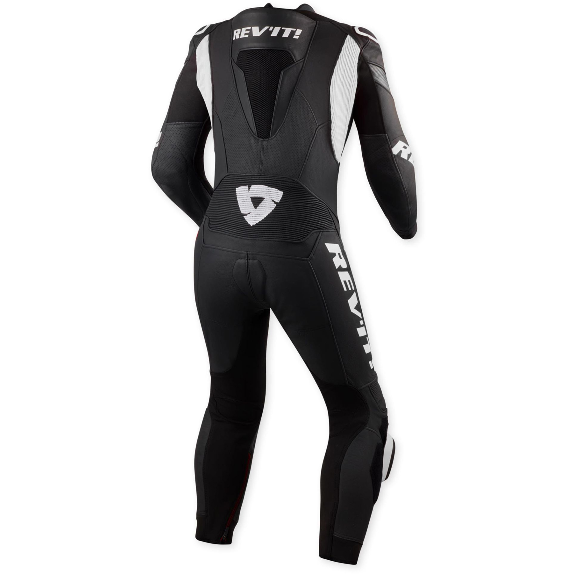 REV'IT! Argon 3 Perforated One-Piece Motorcycle Leather Suit - Matte Black & Stealth White Edition - Image 4