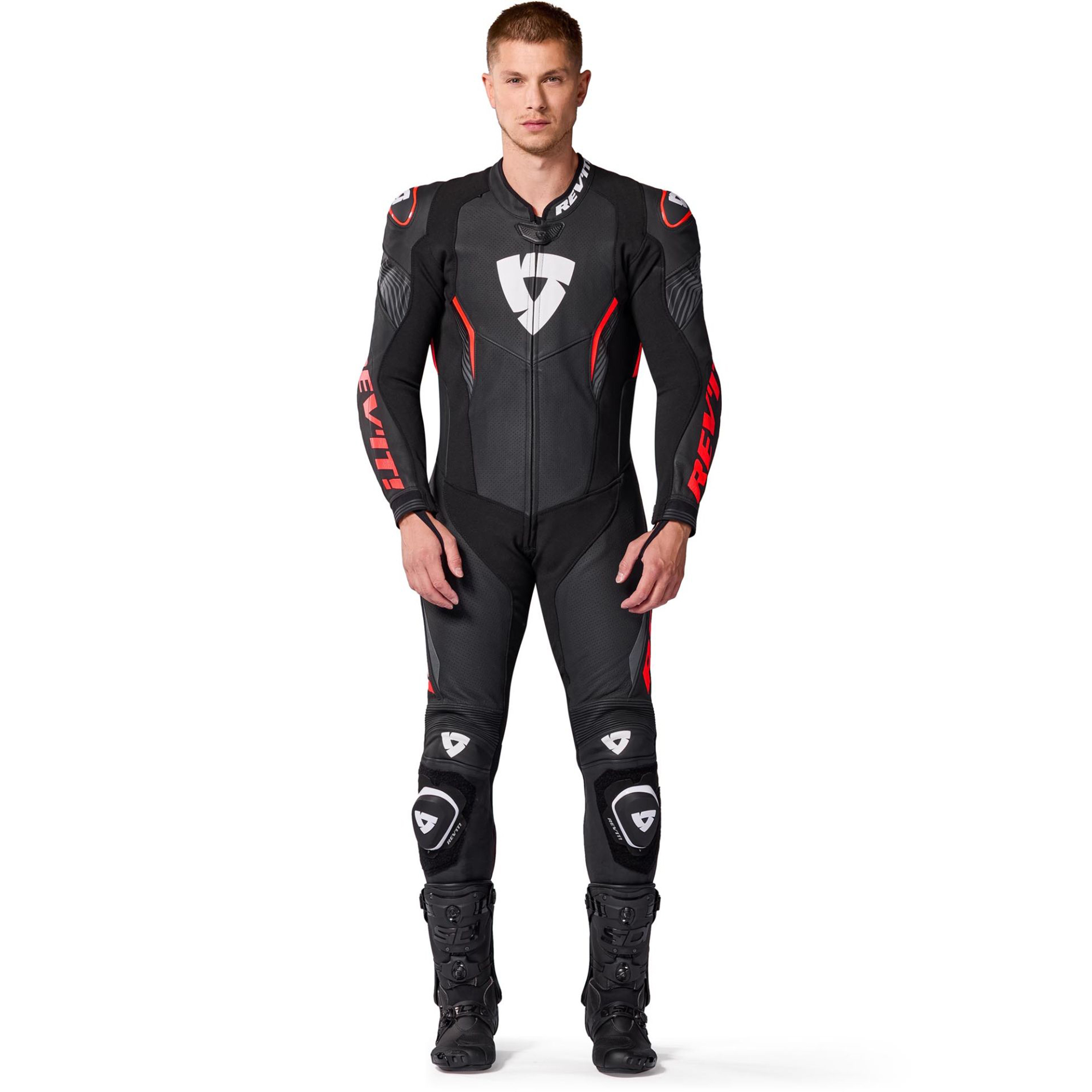 REV'IT! Argon 3 Perforated One-Piece Motorcycle Leather Suit - Matte Black & Racing Red Edition - Image 3
