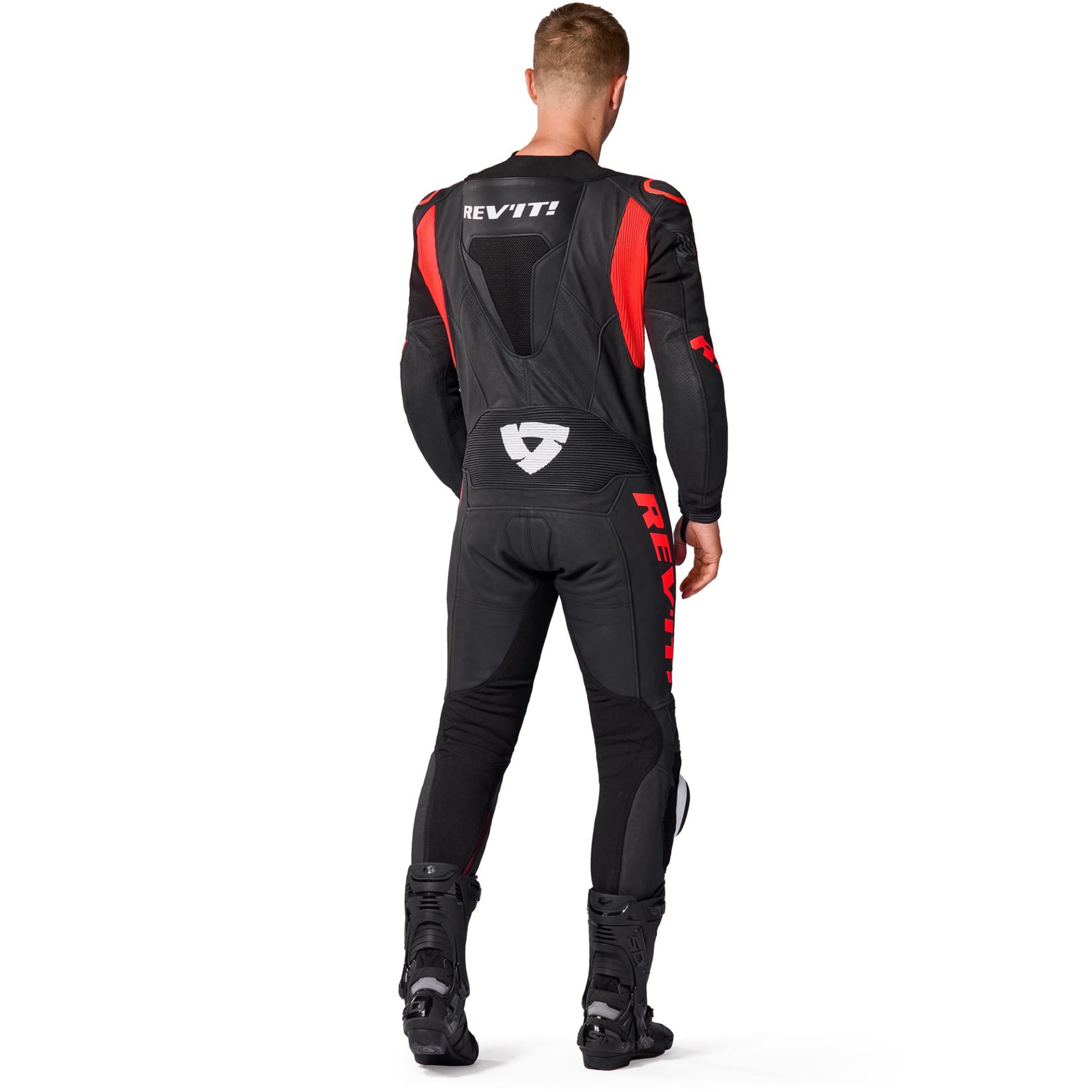 REV'IT! Argon 3 Perforated One-Piece Motorcycle Leather Suit - Matte Black & Racing Red Edition - Image 4