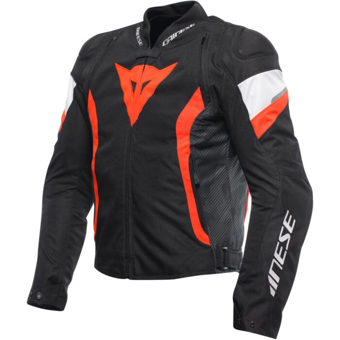 Dainese Avro 5 S26 Motorcycle Textile Jacket - Black, Fluo Red & White