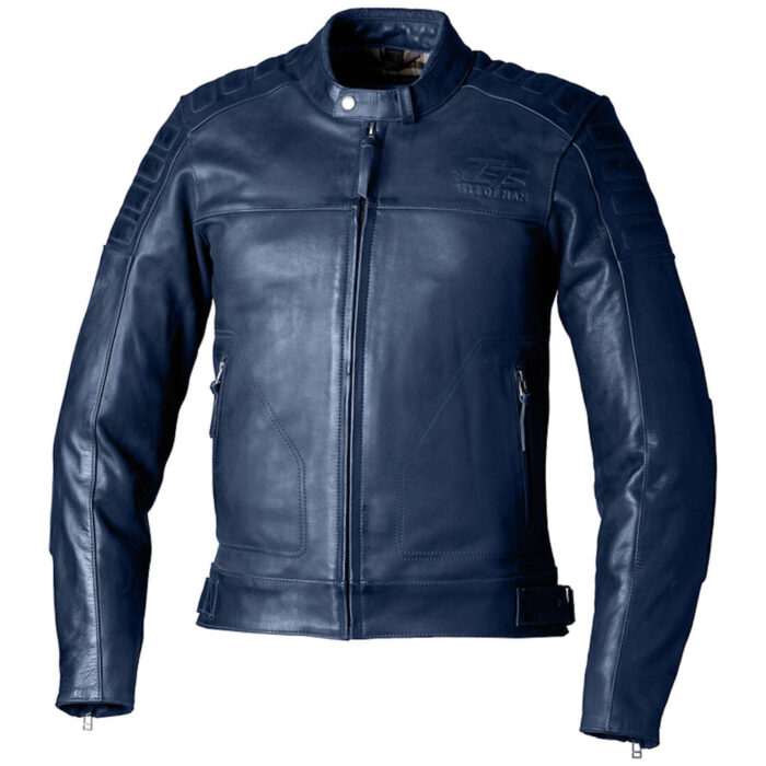 RST IOM TT Brandish 2 Motorcycle Leather Jacket - Premium Heritage Navy Blue