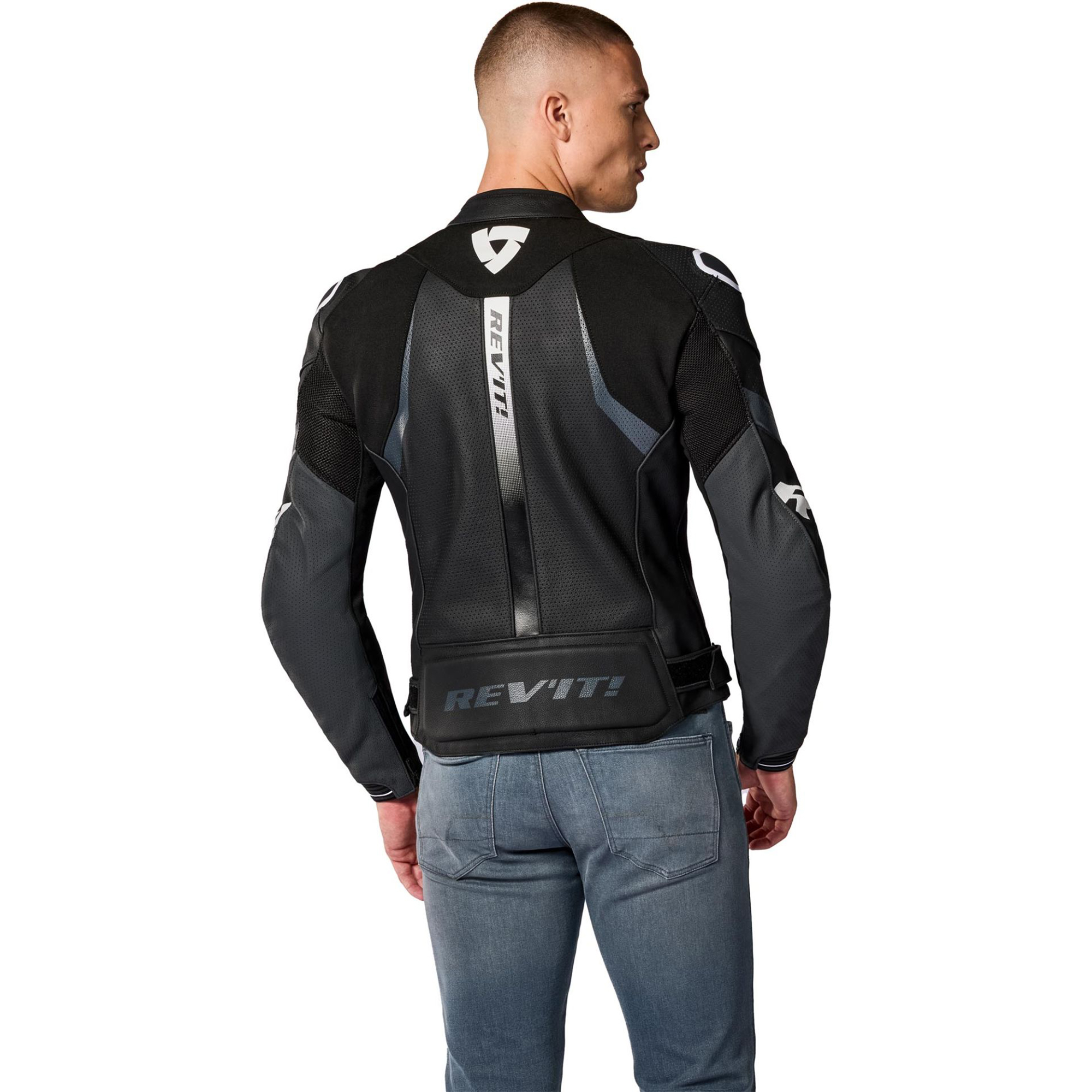 Revit Hyperspeed 3 Air Perforated Motorcycle Leather Jacket - Stealth Black & White Edition - Image 4