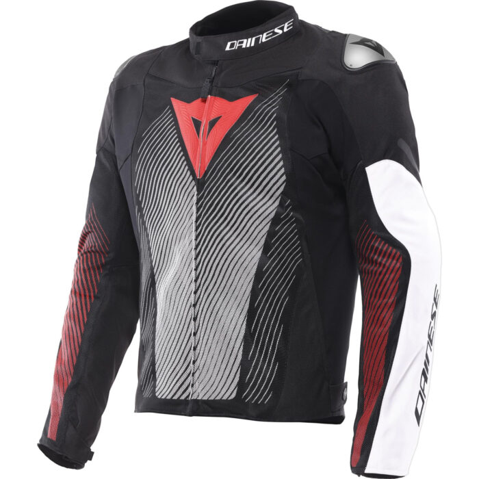 Dainese Ventar Air Motorcycle Textile Jacket - Stealth Black, Carbon White & Fluo Red