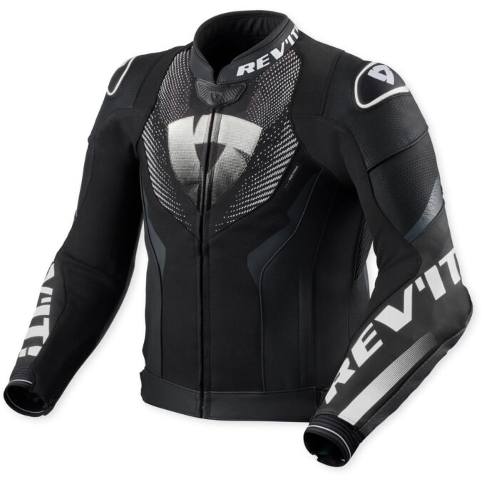 Revit Hyperspeed 3 Air Perforated Motorcycle Leather Jacket - Stealth Black & White Edition
