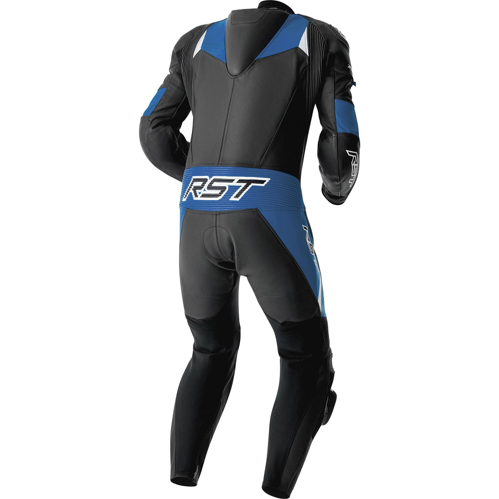 RST Tractech Evo D3O Perforated One-Piece Motorcycle Leather Suit - Black & Blue Edition - Image 2