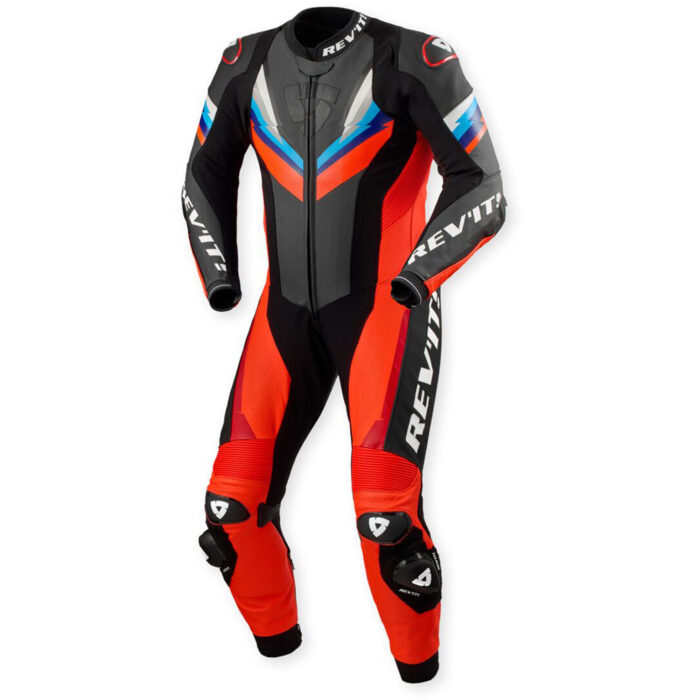 REV'IT! Quantum 3 Perforated One-Piece Motorcycle Leather Suit - Apex Red & Blue Edition