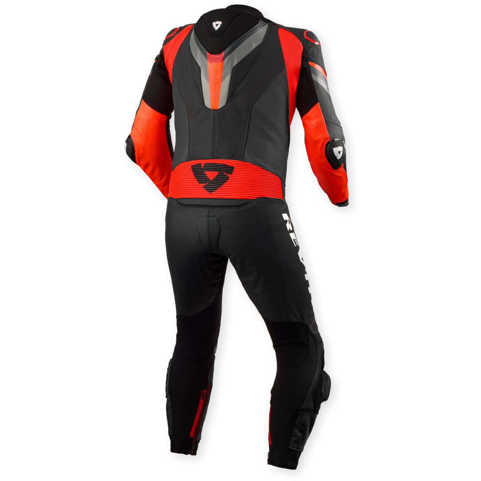 REV'IT! Quantum 3 Perforated One-Piece Motorcycle Leather Suit - Apex Black & Crimson Edition - Image 2