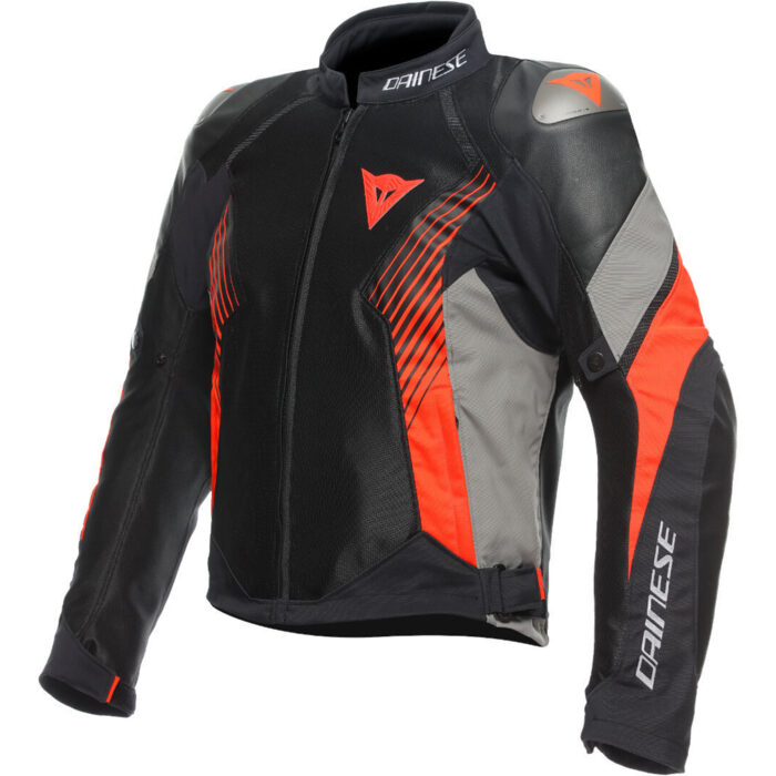 Dainese Super Rider 2 Absoluteshell Motorcycle Jacket - Black, Charcoal Grey & Fluo Red