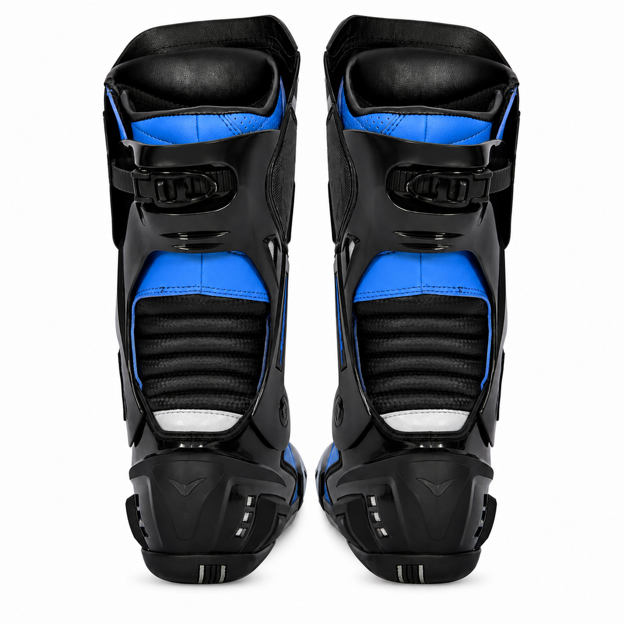 Men's Leather Motorcycle Racing Boots - Black & Blue Protective Sport Bike Riding Shoes - Image 4