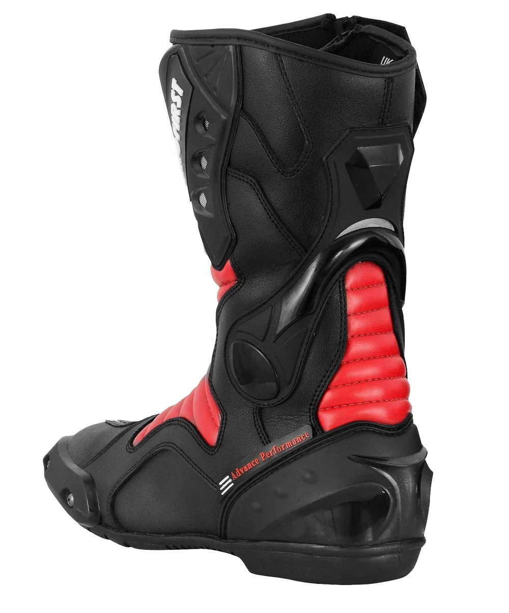 Advance Performance Leather Motorcycle Racing Boots – Black & Red Edition - Image 3