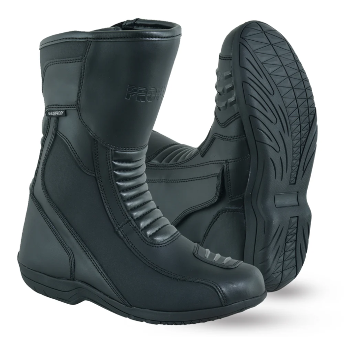 Aqua Shield Waterproof Leather Motorcycle Touring Boots – Stealth Black