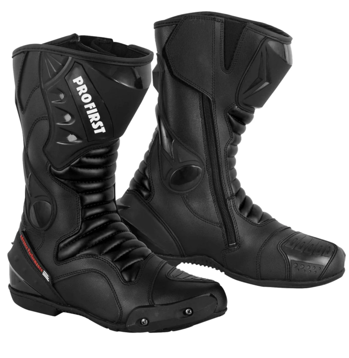 Advance Performance Leather Motorcycle Racing Boots – All-Black Edition