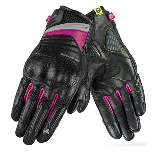 SHIMA Rush Lady Leather & Mesh Motorcycle Gloves – Women's Breathable Riding Gloves (Black/Pink)